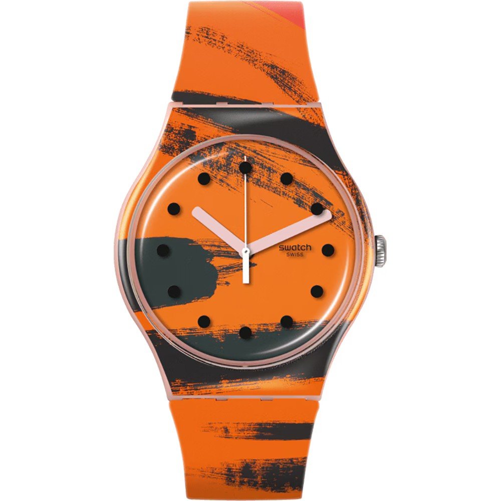 Montre Swatch Original Large (41mm) SUOZ362 Barns-Graham's Orange and Red on Pink